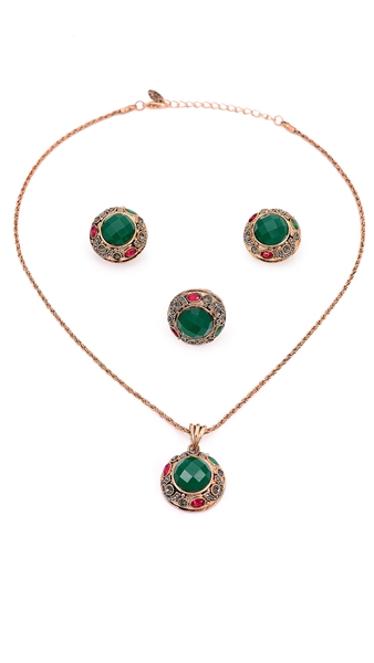 Picture of Gorgeous And Beautiful Rose Gold Plated Glass 3 Pieces Jewelry Sets