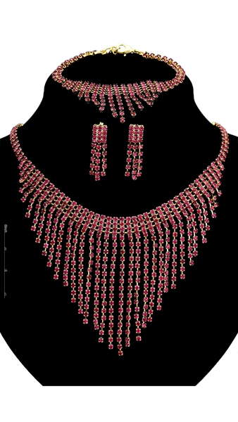 Picture of Fashion Design Gold Plated Rhinestone 3 Pieces Jewelry Sets