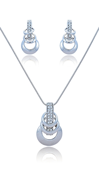 Picture of The Integrity Of  Dubai Style Platinum Plated 2 Pieces Jewelry Sets