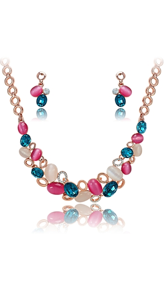 Picture of Delicate Curvy Zinc-Alloy Opal (Imitation) 2 Pieces Jewelry Sets