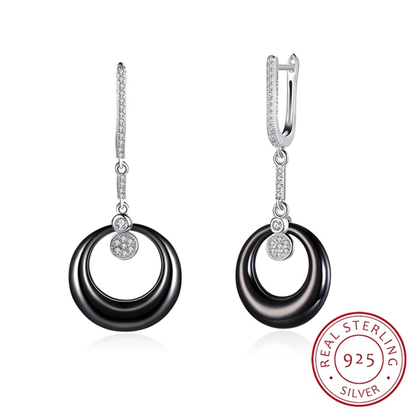 Picture of Unique Black Platinum Plated Drop & Dangle