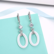 Picture of The Youthful And Fresh Style Of Platinum Plated White Drop & Dangle