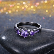 Picture of Natural Designed Gunmetel Plated Purple Fashion Rings