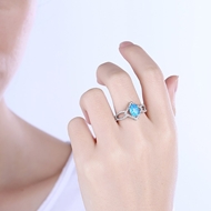 Picture of Flexible Designed Platinum Plated Blue Fashion Rings