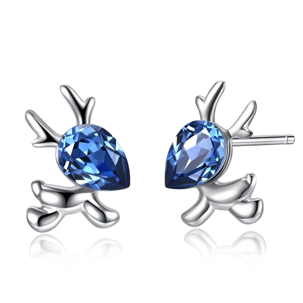 Picture of Featured Blue Platinum Plated Stud Earrings with Full Guarantee