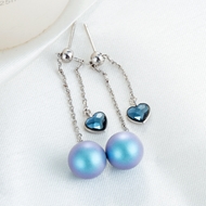 Picture of Wholesale Platinum Plated Swarovski Element Pearl Dangle Earrings with No-Risk Return