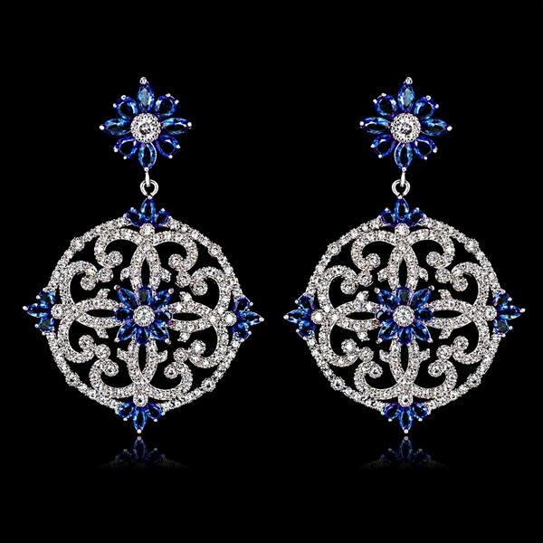 Picture of Luxury Blue Dangle Earrings with Full Guarantee