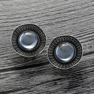 Picture of Nickel Free Gunmetal Plated Black Stud Earrings with No-Risk Refund