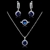 Picture of Well Made Dark Blue Platinum Plated 3 Pieces Jewelry Sets