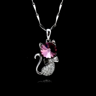 Picture of Filigree Cat Platinum Plated Pendant Necklace