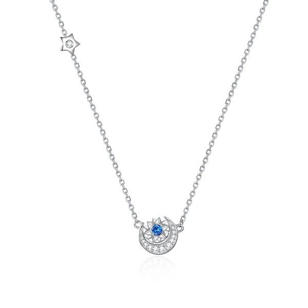 Picture of Beautiful Cubic Zirconia Platinum Plated Pendant Necklace