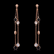 Picture of Unique Artificial Crystal Rose Gold Plated Dangle Earrings