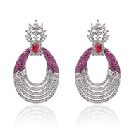 Picture of Good Quality Cubic Zirconia Platinum Plated Dangle Earrings