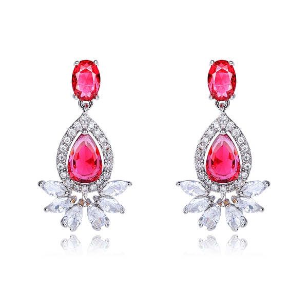 Picture of Designer Platinum Plated Cubic Zirconia Dangle Earrings with No-Risk Return