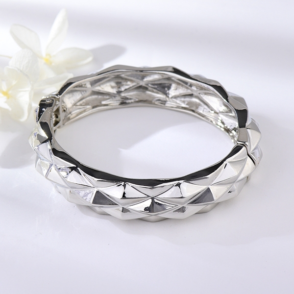 Picture of Designer Platinum Plated Big Fashion Bangle with No-Risk Return