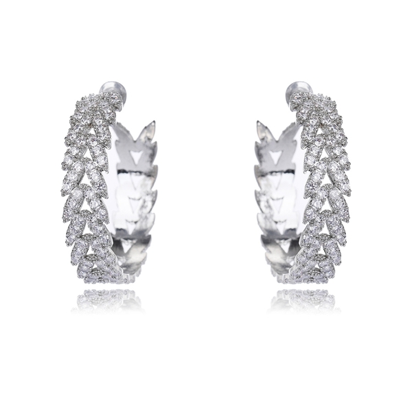 Picture of Nice Cubic Zirconia White Big Hoop Earrings