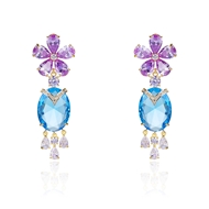 Picture of Trendy Purple Gold Plated Dangle Earrings with No-Risk Refund