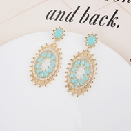 Picture of Impressive Blue Copper or Brass Dangle Earrings with Low MOQ