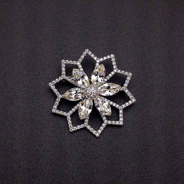 Picture of Designer Platinum Plated White Brooche for Female