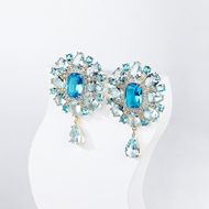 Picture of Trendy Blue Big Dangle Earrings with No-Risk Refund