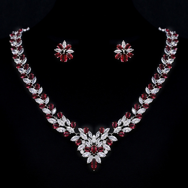 Picture of Bling Big Cubic Zirconia 2 Piece Jewelry Set