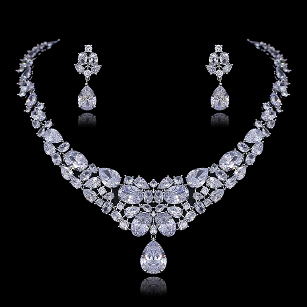 Picture of Hot Selling White Cubic Zirconia 2 Piece Jewelry Set from Top Designer