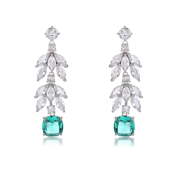 Picture of Recommended Green Platinum Plated Dangle Earrings in Bulk