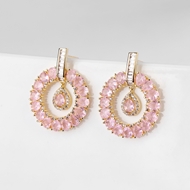 Picture of Beautiful Cubic Zirconia Pink Dangle Earrings