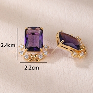 Picture of Eye-Catching Purple Delicate Big Stud Earrings with Member Discount