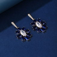 Picture of Featured Blue Flower Dangle Earrings with Full Guarantee