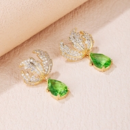 Picture of Charming Green Cubic Zirconia Dangle Earrings As a Gift