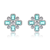 Picture of Great Cubic Zirconia Platinum Plated Big Stud Earrings from Trust-worthy Supplier