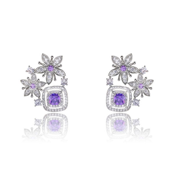 Picture of Flowers & Plants Cubic Zirconia Big Stud Earrings with Beautiful Craftmanship