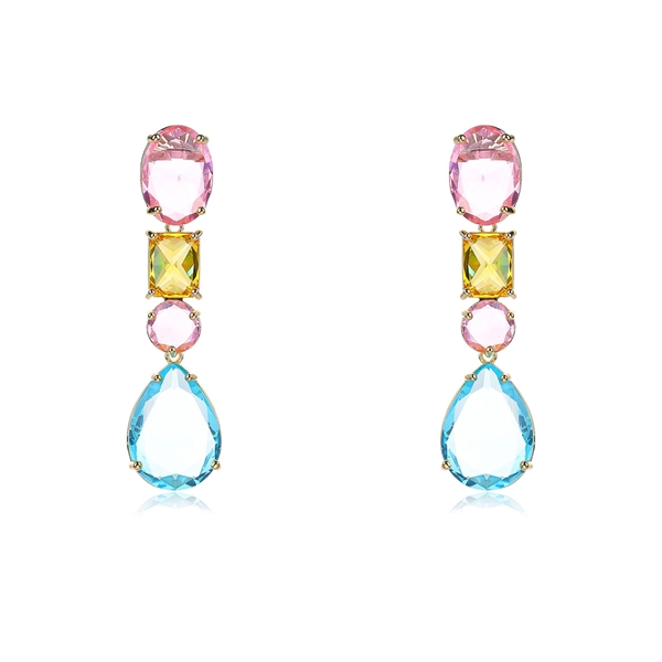 Picture of Low Cost Gold Plated Cubic Zirconia Dangle Earrings with Low Cost