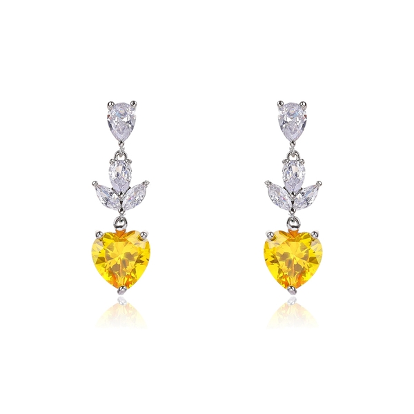 Picture of Purchase Platinum Plated Yellow Dangle Earrings Exclusive Online