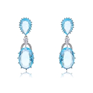 Picture of Featured Blue Cubic Zirconia Dangle Earrings with Full Guarantee