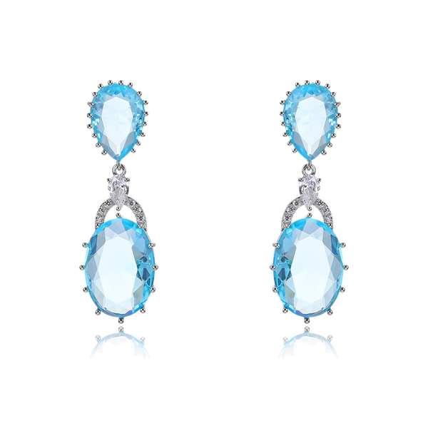 Picture of Featured Blue Cubic Zirconia Dangle Earrings with Full Guarantee