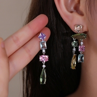 Picture of Low Cost Platinum Plated Colorful Dangle Earrings with Low Cost