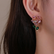 Picture of Impressive Pink Cubic Zirconia Dangle Earrings with Low MOQ