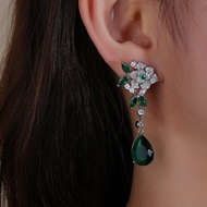 Picture of Sparkling Flowers & Plants Cubic Zirconia Dangle Earrings from Top Designer