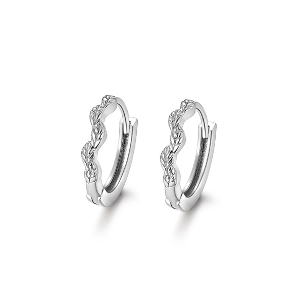 Picture of Buy 999 Sterling Silver Platinum Plated Small Hoop Earrings with Wow Elements