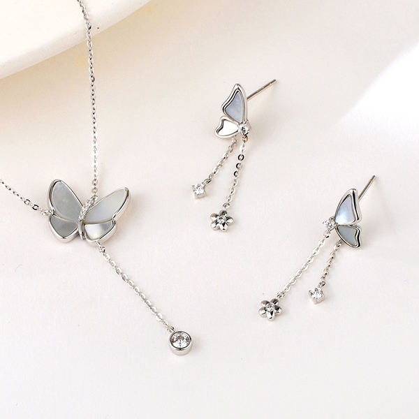 Picture of 925 Sterling Silver Butterfly 2 Piece Jewelry Set at Factory Price