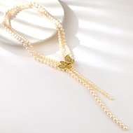 Picture of Filigree Butterfly fresh water pearl Long Chain Necklace