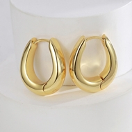 Picture of Charming Gold Plated Copper or Brass Huggie Earrings As a Gift