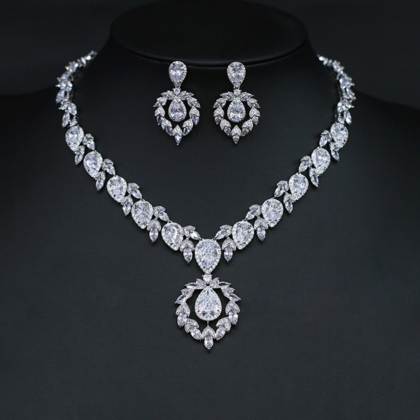 Picture of Top Flowers & Plants Cubic Zirconia 2 Piece Jewelry Set